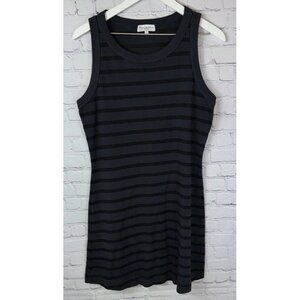 MICHAEL STARS Eliza Dress Size Large Sleeveless Stripe Black Gray Cotton Bodycon